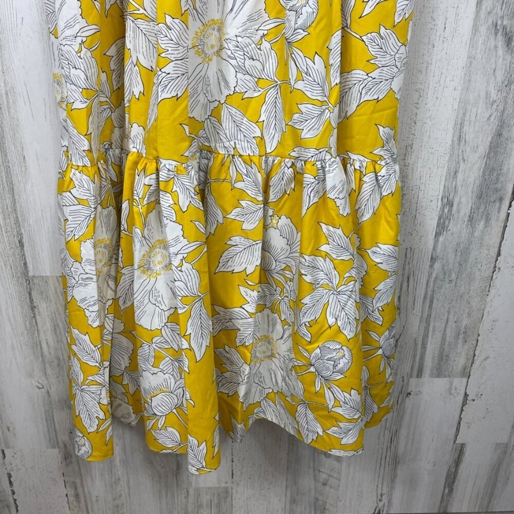 Zara floral cotton poplin sundress NWT yellow white size M tiered maxi‎ event - Picture 3 of 7